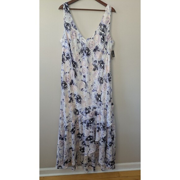 Alex Evenings Womens Floral Maxi Dress 18W Hi Low Romantic Textured Lilac NWT - Picture 1 of 10